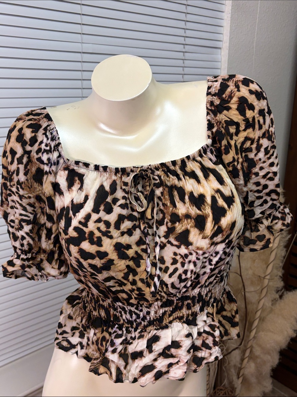 Banana Republic Leopard Print Top - Tan, Black